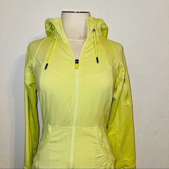 Athleta Slub Strength Hoodie Jacket S Lime-Yellow Work-Out Athleisure - Picture 2 of 8